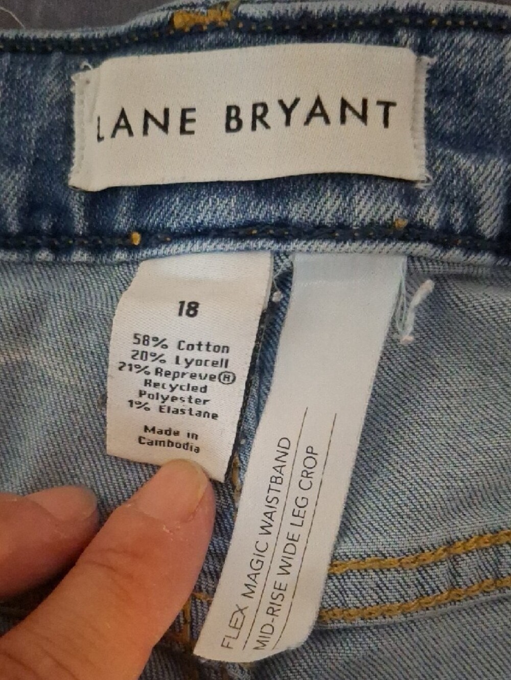 Lane Bryant Flex Magic Waistband Mid Rise Wide Leg Crop Jeans size 18 - Picture 2 of 6